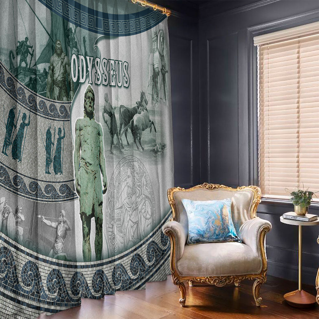 Odysseus King Of Ithaca Window Curtain Ancient Greek Statue Mosaic Classic Mythology Art