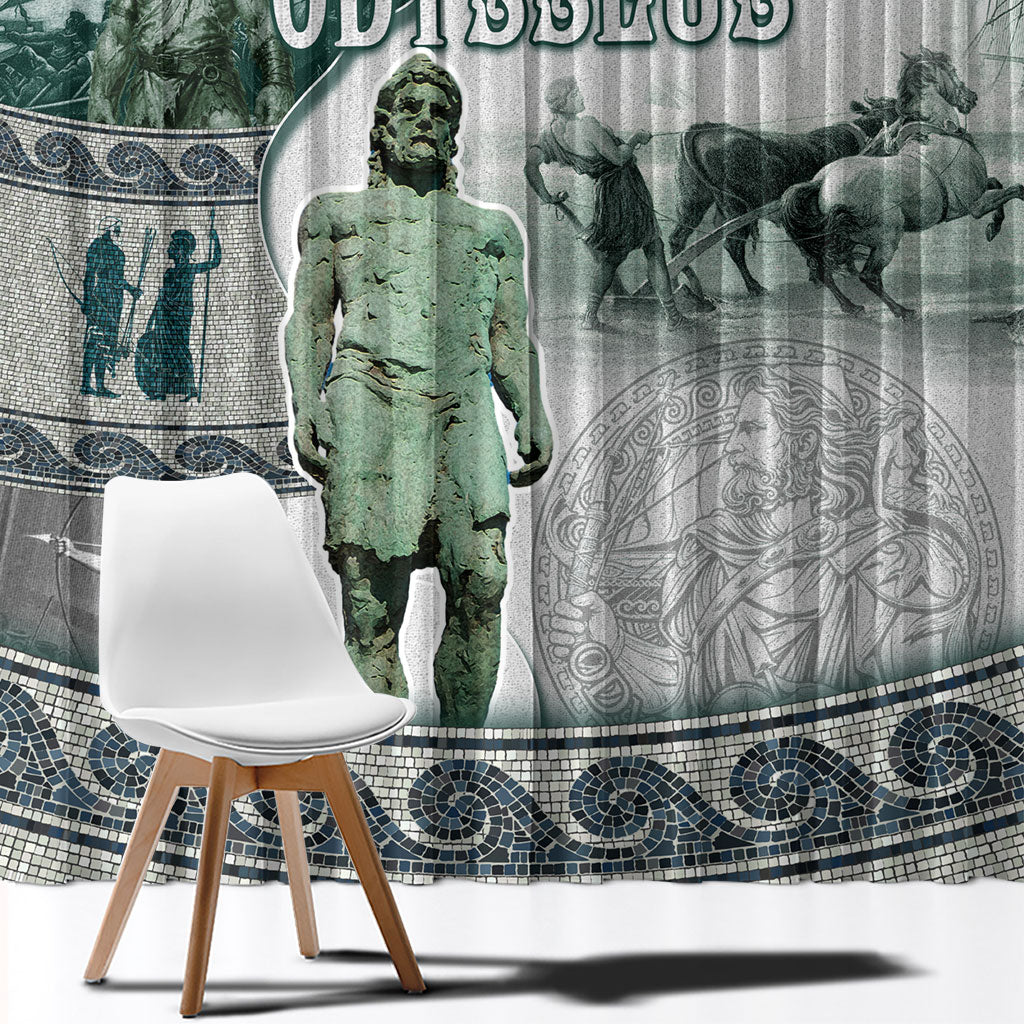Odysseus King Of Ithaca Window Curtain Ancient Greek Statue Mosaic Classic Mythology Art