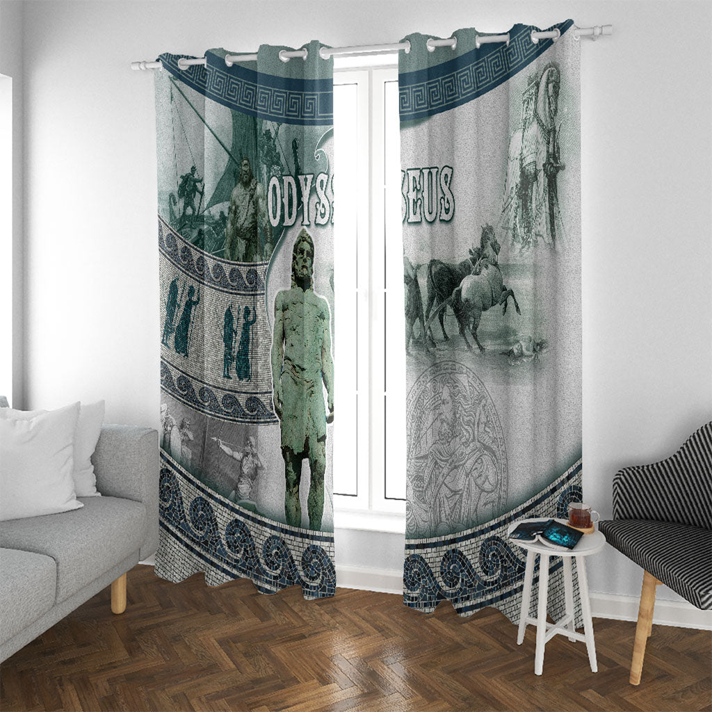 Odysseus King Of Ithaca Window Curtain Ancient Greek Statue Mosaic Classic Mythology Art