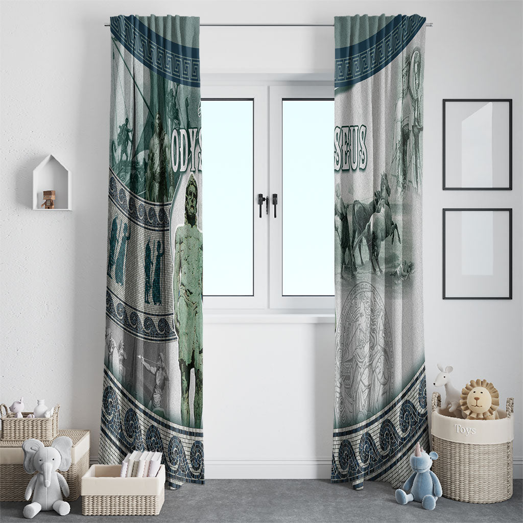 Odysseus King Of Ithaca Window Curtain Ancient Greek Statue Mosaic Classic Mythology Art