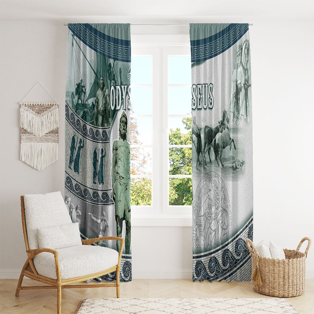 Odysseus King Of Ithaca Window Curtain Ancient Greek Statue Mosaic Classic Mythology Art