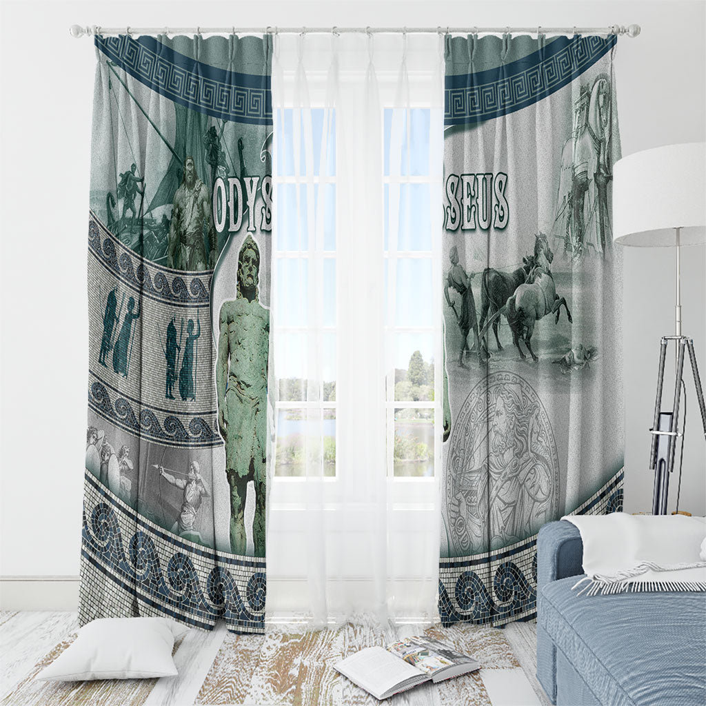 Odysseus King Of Ithaca Window Curtain Ancient Greek Statue Mosaic Classic Mythology Art