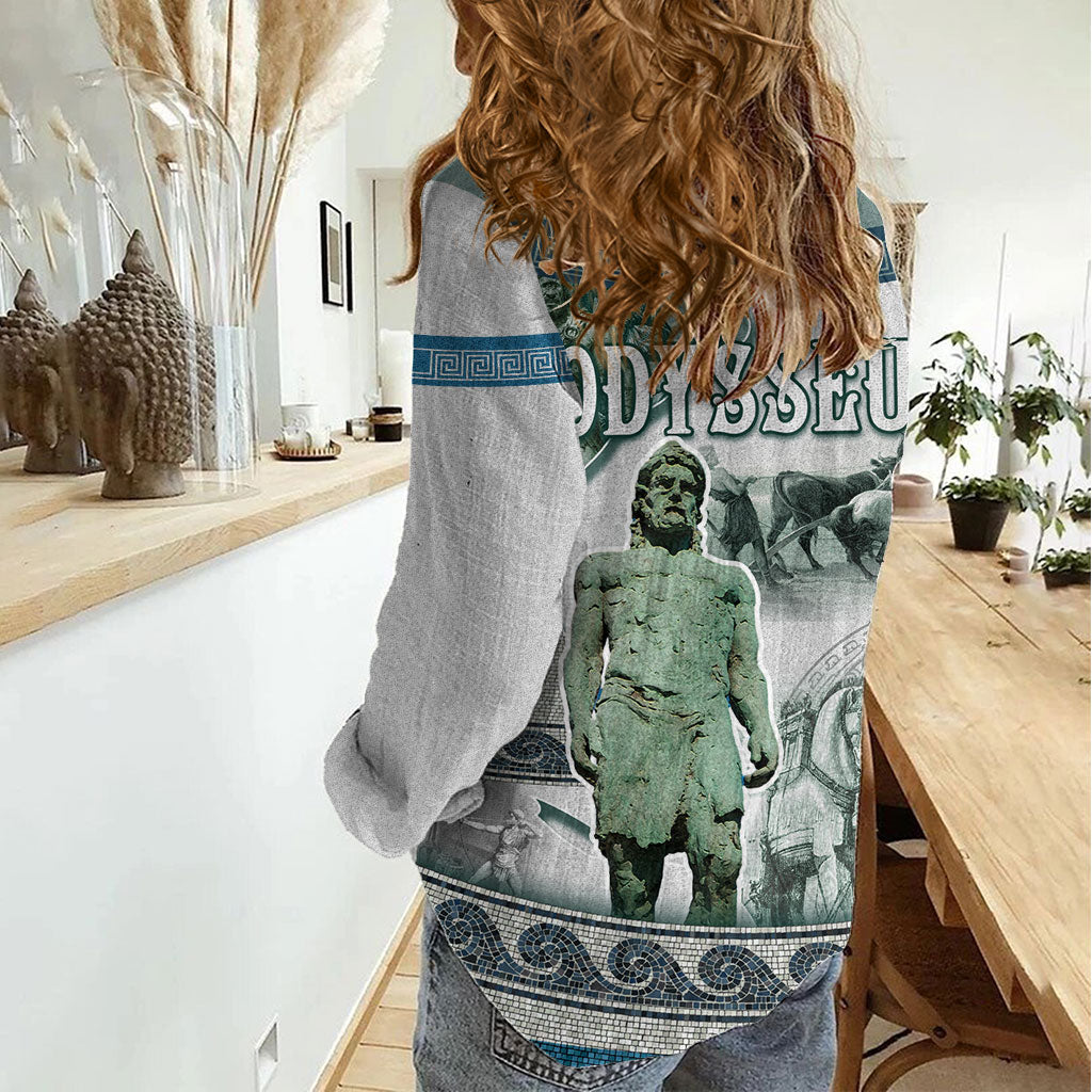 Odysseus King Of Ithaca Women Casual Shirt Ancient Greek Statue Mosaic Classic Mythology Art