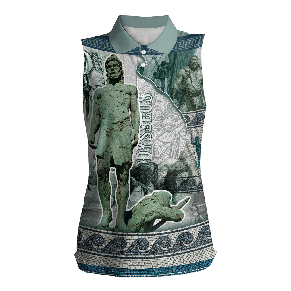 Odysseus King Of Ithaca Women Sleeveless Polo Shirt Ancient Greek Statue Mosaic Classic Mythology Art