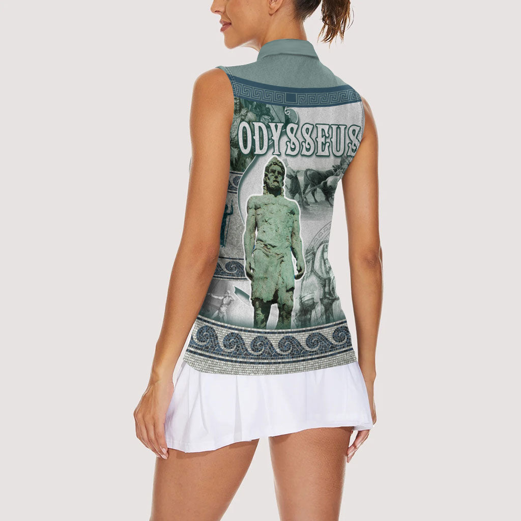 Odysseus King Of Ithaca Women Sleeveless Polo Shirt Ancient Greek Statue Mosaic Classic Mythology Art