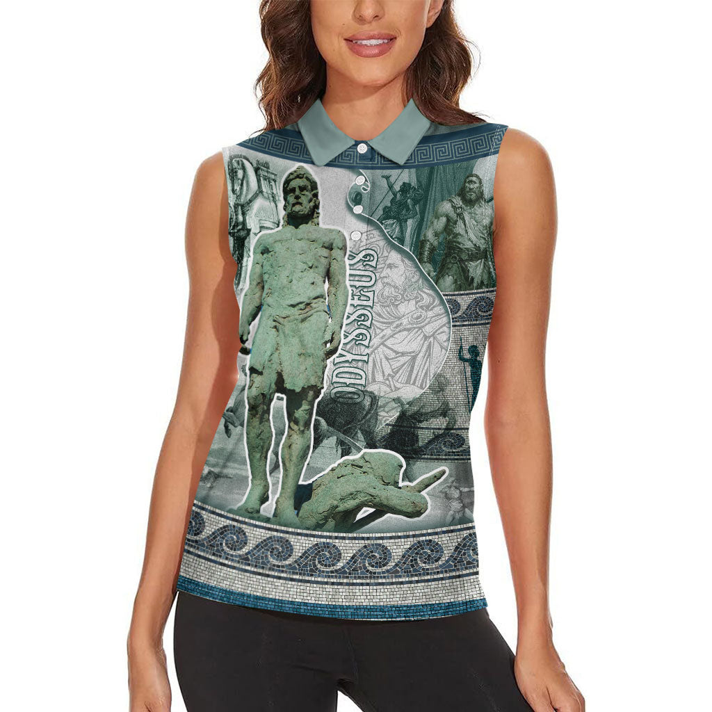 Odysseus King Of Ithaca Women Sleeveless Polo Shirt Ancient Greek Statue Mosaic Classic Mythology Art