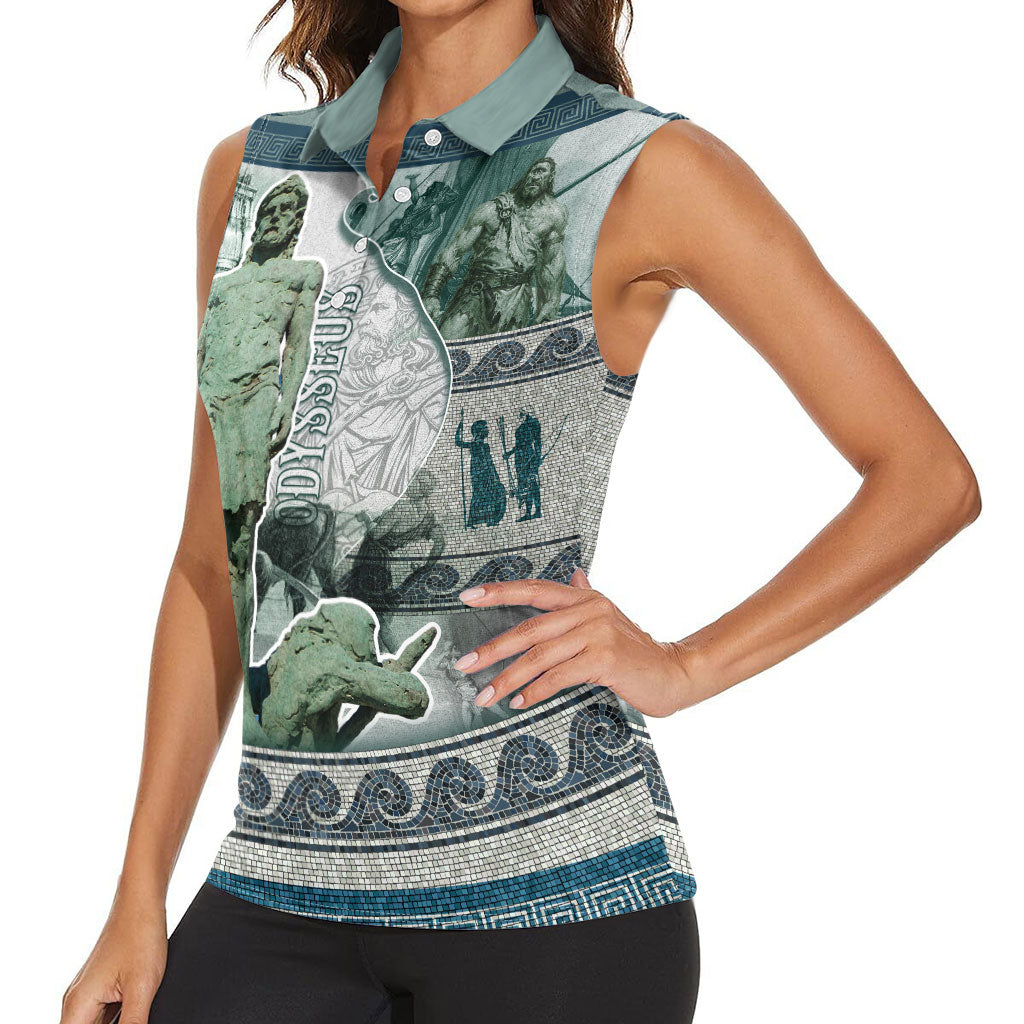 Odysseus King Of Ithaca Women Sleeveless Polo Shirt Ancient Greek Statue Mosaic Classic Mythology Art