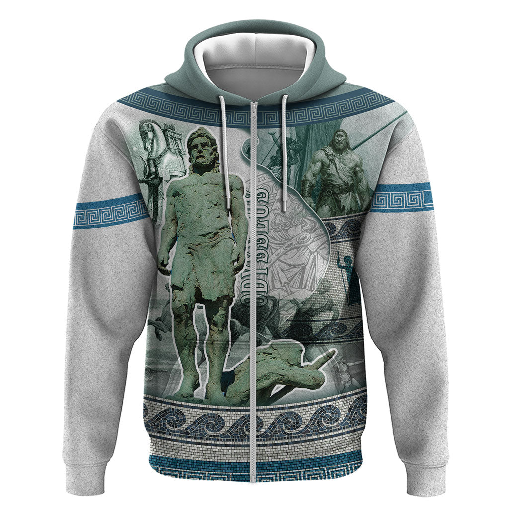 Odysseus King Of Ithaca Zip Hoodie Ancient Greek Statue Mosaic Classic Mythology Art