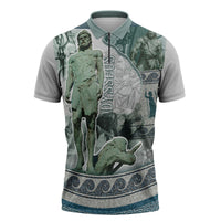 Odysseus King Of Ithaca Zipper Polo Shirt Ancient Greek Statue Mosaic Classic Mythology Art