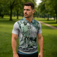 Odysseus King Of Ithaca Zipper Polo Shirt Ancient Greek Statue Mosaic Classic Mythology Art