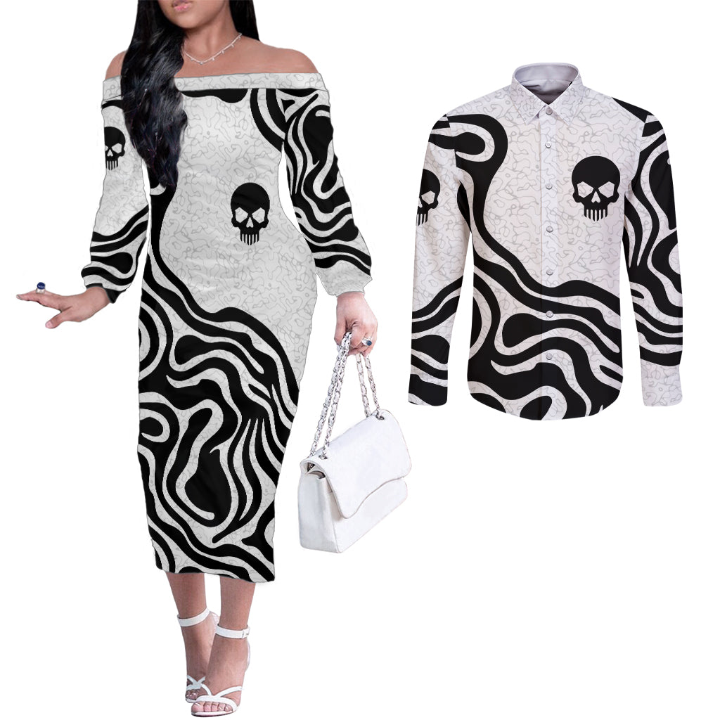 skull-couples-matching-off-the-shoulder-long-sleeve-dress-and-long-sleeve-button-shirts-born-to-die