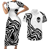 Skull Couples Matching Short Sleeve Bodycon Dress and Hawaiian Shirt Born To Die - Wonder Print Shop