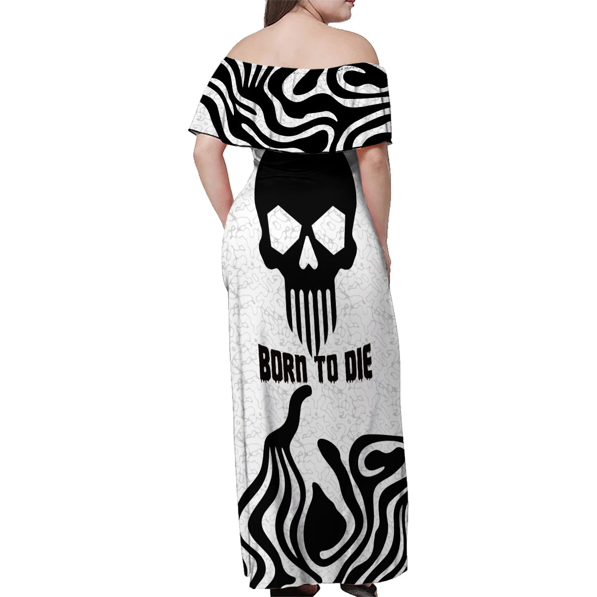 Skull Family Matching Off Shoulder Maxi Dress and Hawaiian Shirt Born To Die - Wonder Print Shop