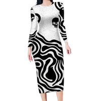 Skull Long Sleeve Bodycon Dress Born To Die - Wonder Print Shop