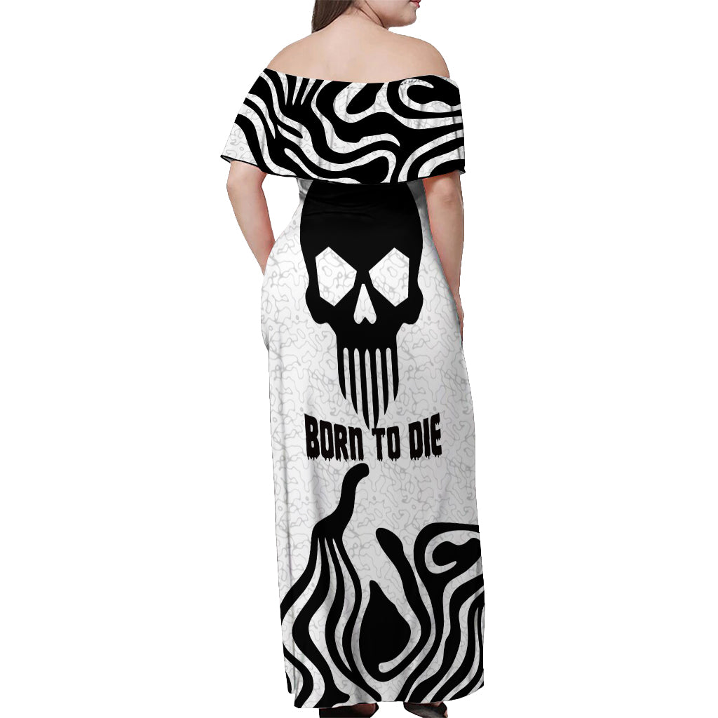 Skull Off Shoulder Maxi Dress Born To Die - Wonder Print Shop