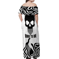 Skull Off Shoulder Maxi Dress Born To Die - Wonder Print Shop