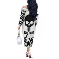 Skull Off The Shoulder Long Sleeve Dress Born To Die - Wonder Print Shop