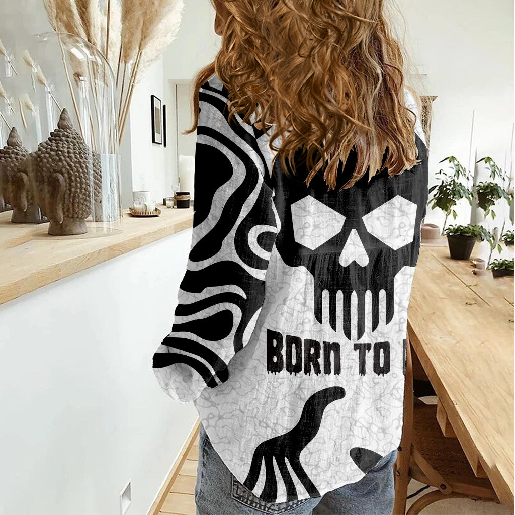 Skull Women Casual Shirt Born To Die - Wonder Print Shop