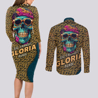 Skull Gang Couples Matching Long Sleeve Bodycon Dress and Long Sleeve Button Shirts Sic Transit Gloria Mundi - Wonder Print Shop