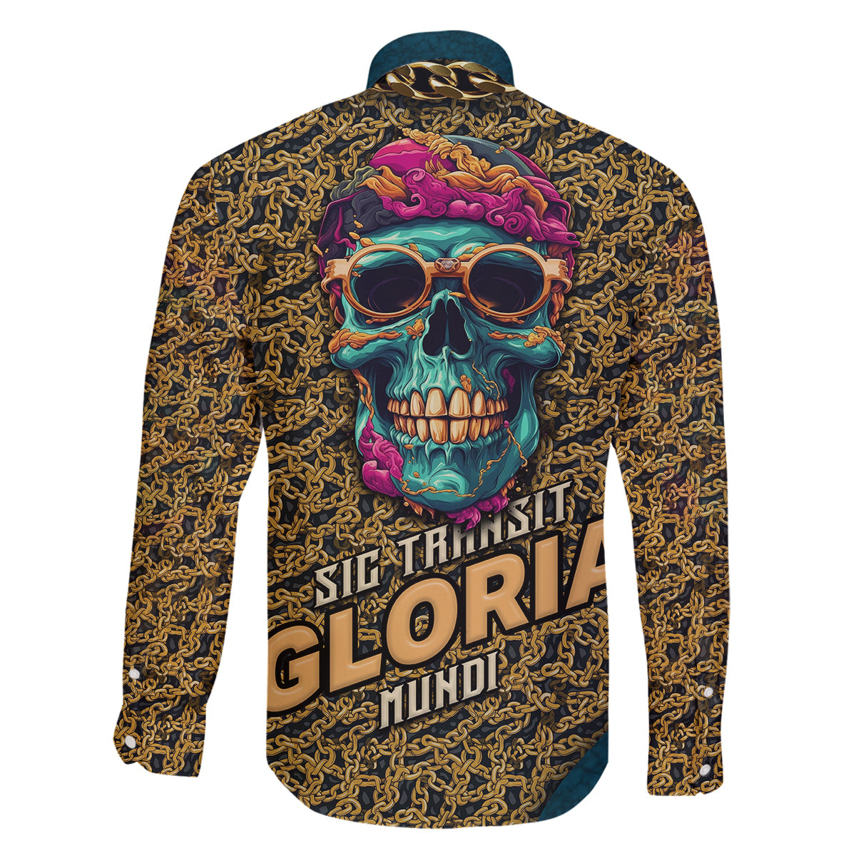 Skull Gang Family Matching Off Shoulder Long Sleeve Dress and Hawaiian Shirt Sic Transit Gloria Mundi - Wonder Print Shop