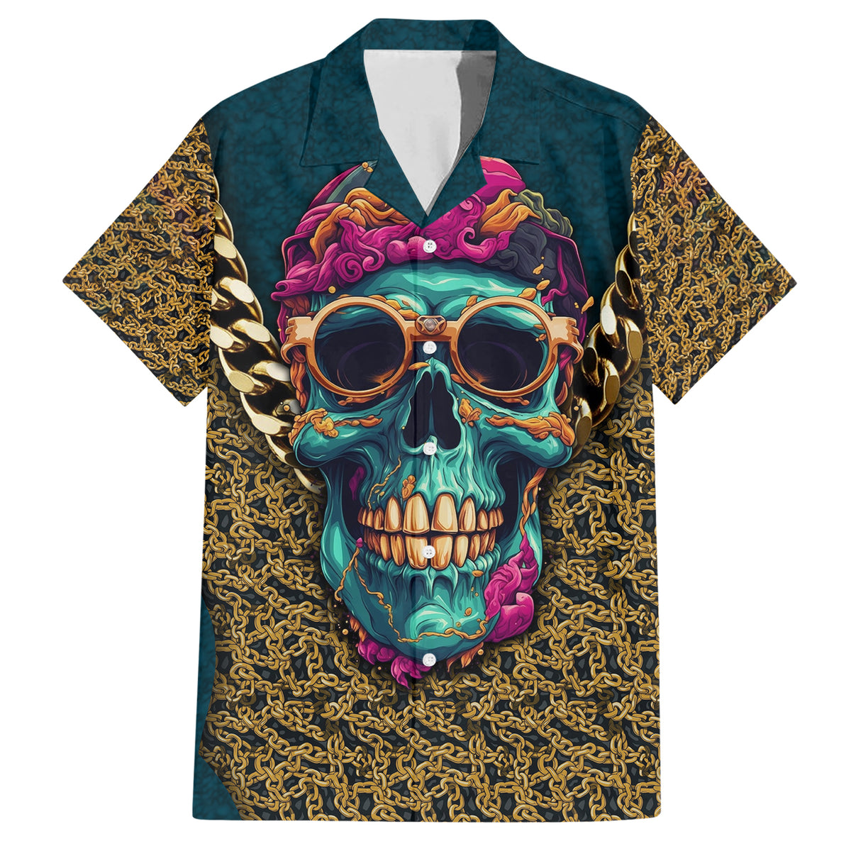 Skull Gang Family Matching Short Sleeve Bodycon Dress and Hawaiian Shirt Sic Transit Gloria Mundi - Wonder Print Shop