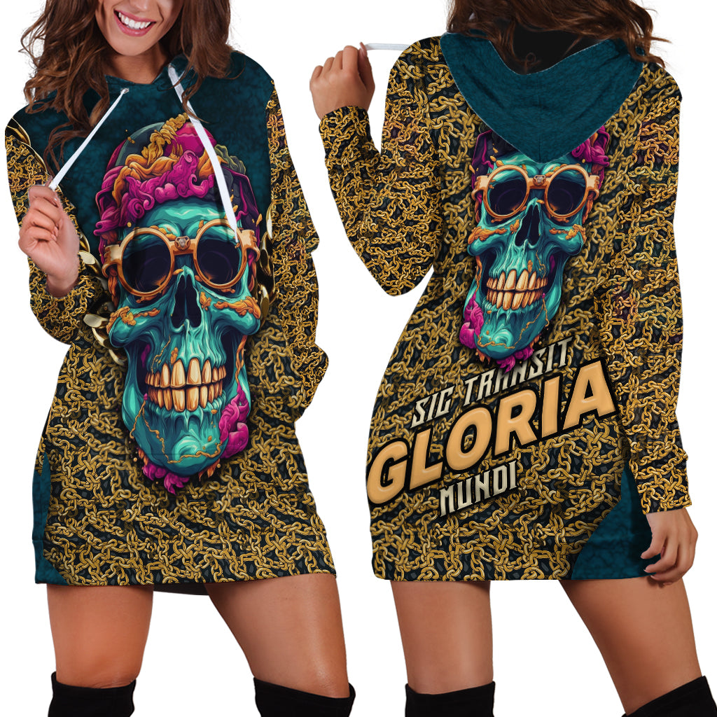 Skull Gang Hoodie Dress Sic Transit Gloria Mundi - Wonder Print Shop