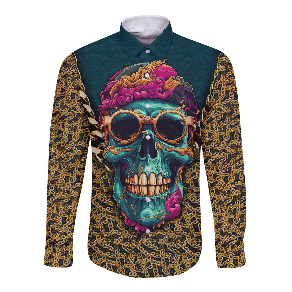 Skull Gang Long Sleeve Button Shirt Sic Transit Gloria Mundi - Wonder Print Shop