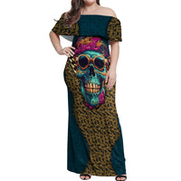 Skull Gang Off Shoulder Maxi Dress Sic Transit Gloria Mundi - Wonder Print Shop