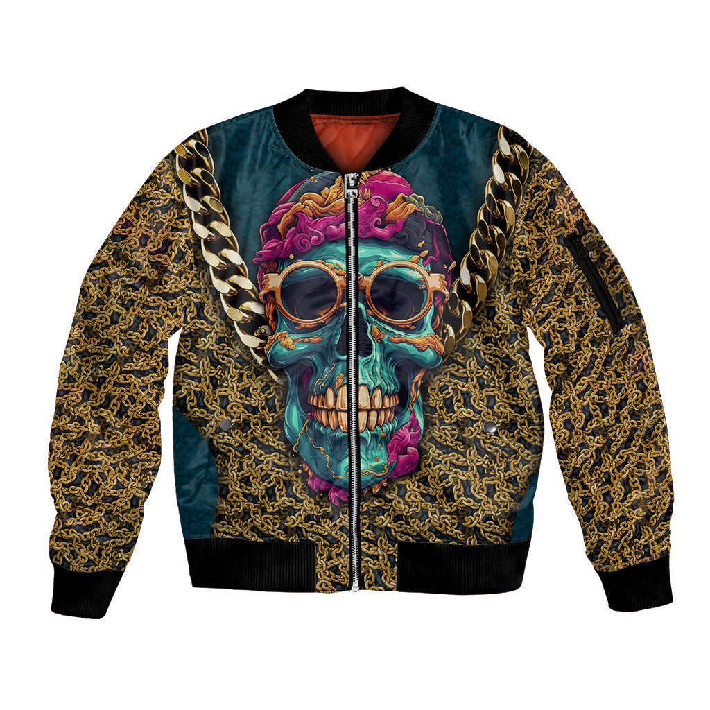 Skull Gang Sleeve Zip Bomber Jacket Sic Transit Gloria Mundi - Wonder Print Shop