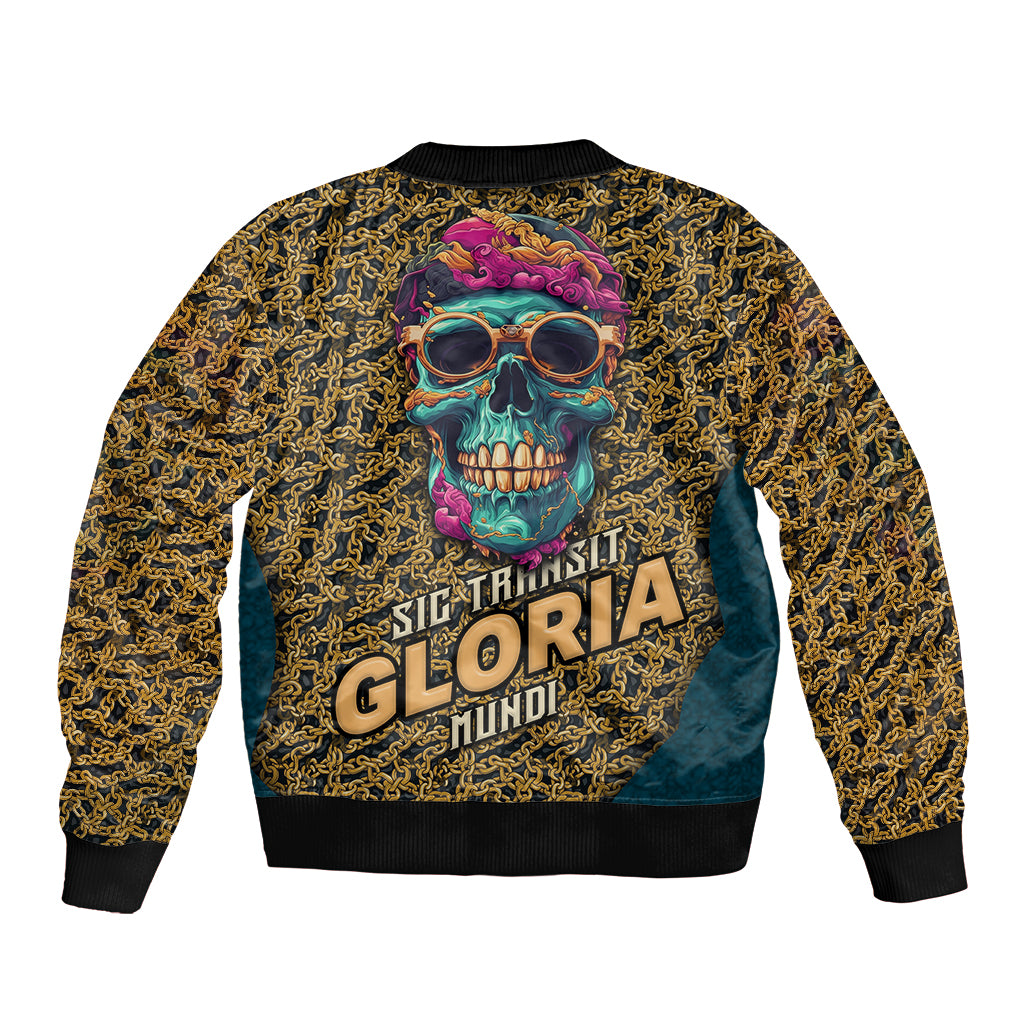 Skull Gang Sleeve Zip Bomber Jacket Sic Transit Gloria Mundi - Wonder Print Shop