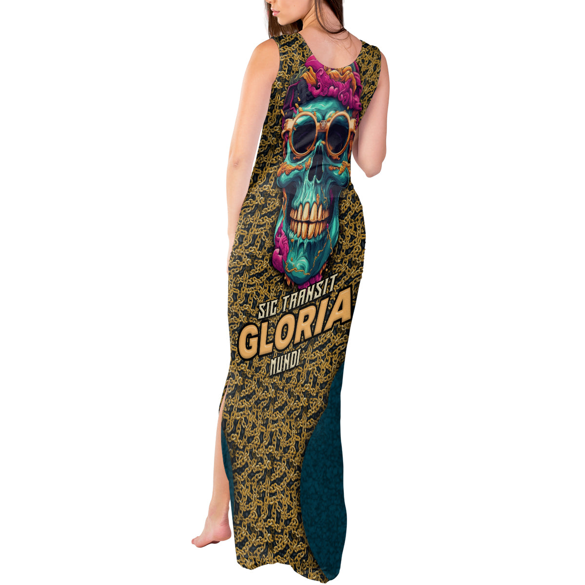 Skull Gang Tank Maxi Dress Sic Transit Gloria Mundi - Wonder Print Shop