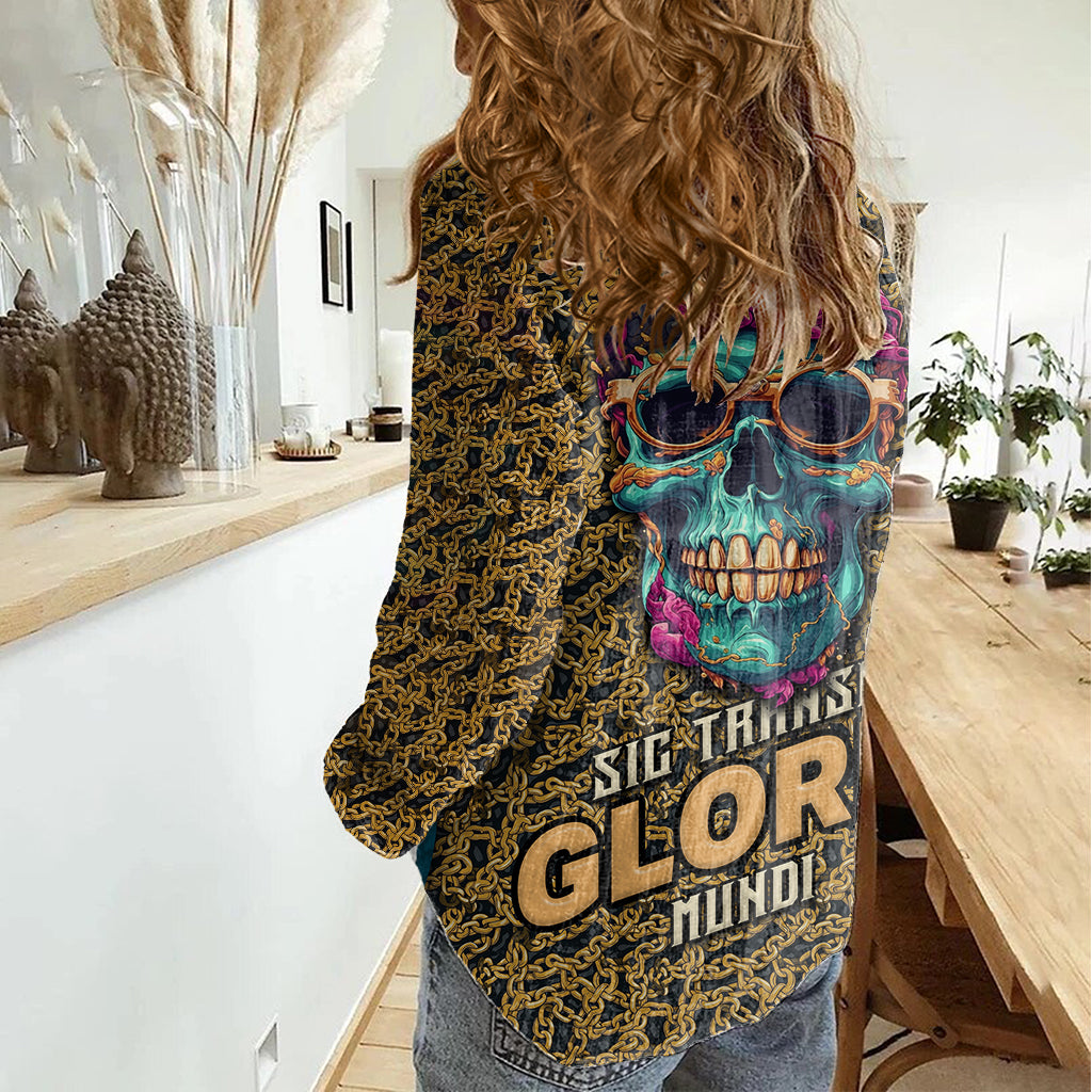 Skull Gang Women Casual Shirt Sic Transit Gloria Mundi - Wonder Print Shop