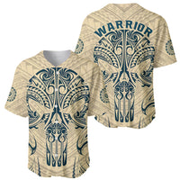 Polynesian Baseball Jersey Warrior Skull with Tribal Patterns Tattoo Design - Wonder Print Shop
