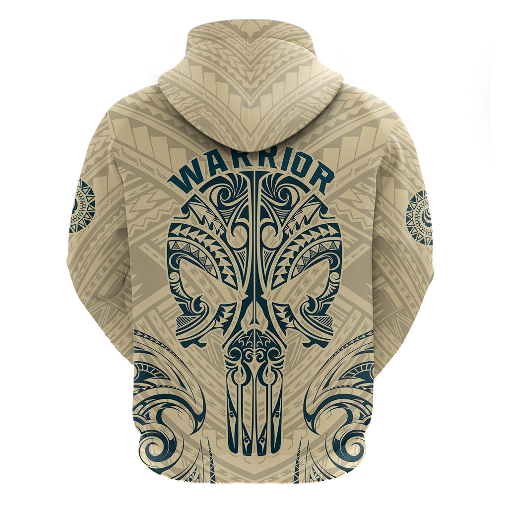 Polynesian Hoodie Warrior Skull with Tribal Patterns Tattoo Design - Wonder Print Shop