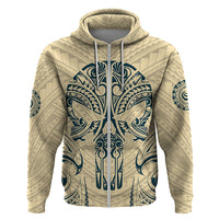 Polynesian Hoodie Warrior Skull with Tribal Patterns Tattoo Design - Wonder Print Shop