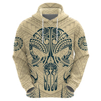Polynesian Hoodie Warrior Skull with Tribal Patterns Tattoo Design - Wonder Print Shop
