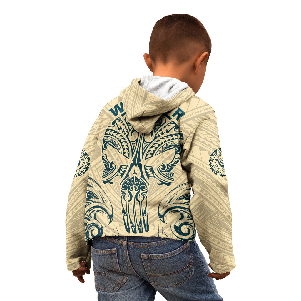 Polynesian Kid Hoodie Warrior Skull with Tribal Patterns Tattoo Design - Wonder Print Shop