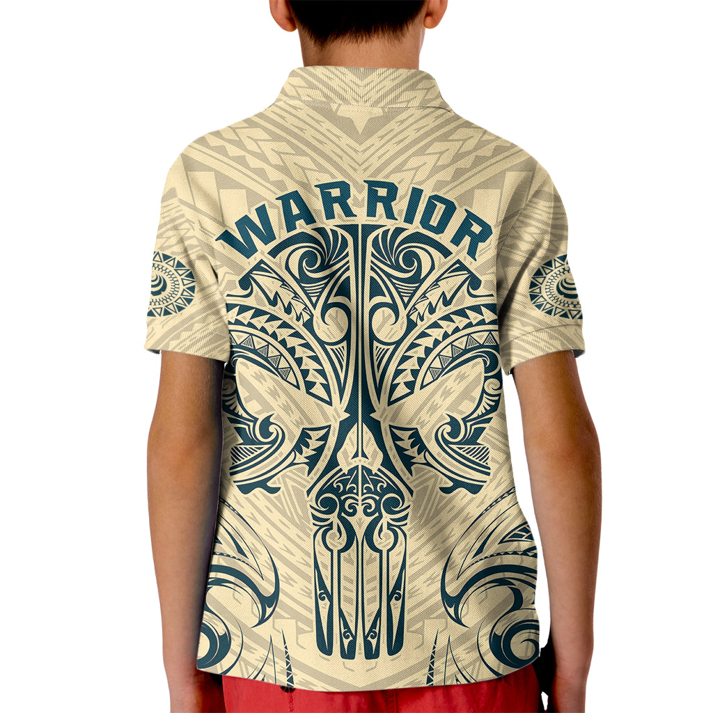 Polynesian Kid Polo Shirt Warrior Skull with Tribal Patterns Tattoo Design - Wonder Print Shop