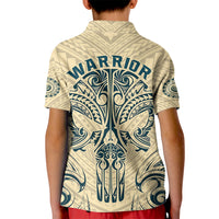 Polynesian Kid Polo Shirt Warrior Skull with Tribal Patterns Tattoo Design - Wonder Print Shop