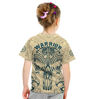 Polynesian Kid T Shirt Warrior Skull with Tribal Patterns Tattoo Design - Wonder Print Shop
