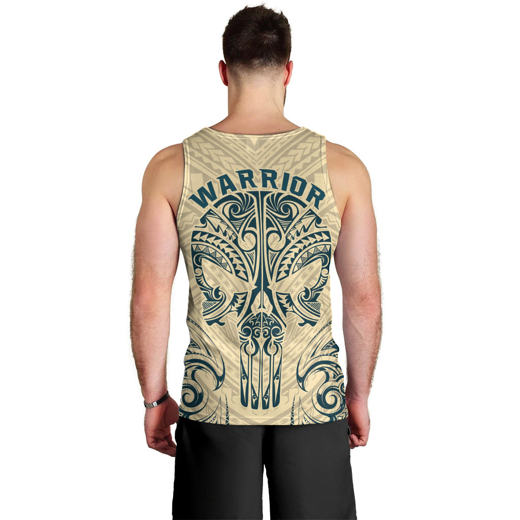 Polynesian Men Tank Top Warrior Skull with Tribal Patterns Tattoo Design - Wonder Print Shop