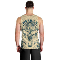 Polynesian Men Tank Top Warrior Skull with Tribal Patterns Tattoo Design - Wonder Print Shop