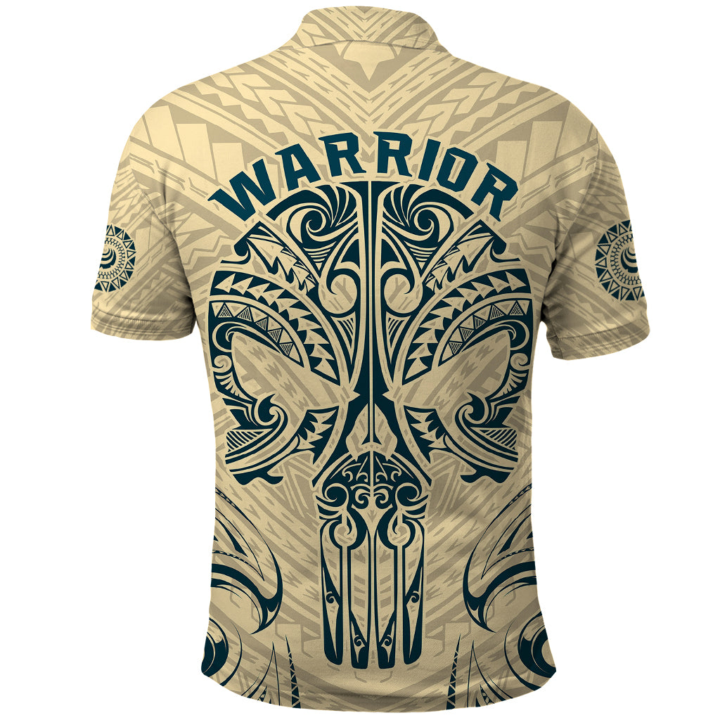 Polynesian Polo Shirt Warrior Skull with Tribal Patterns Tattoo Design - Wonder Print Shop