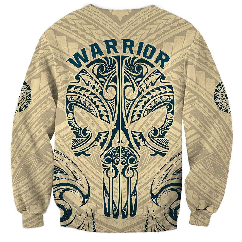 Polynesian Sweatshirt Warrior Skull with Tribal Patterns Tattoo Design - Wonder Print Shop
