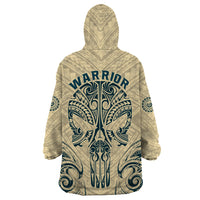 Polynesian Wearable Blanket Hoodie Warrior Skull with Tribal Patterns Tattoo Design - Wonder Print Shop