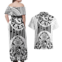 Hawaii Couples Matching Off Shoulder Maxi Dress and Hawaiian Shirt with Polynesian Turtle - Wonder Print Shop