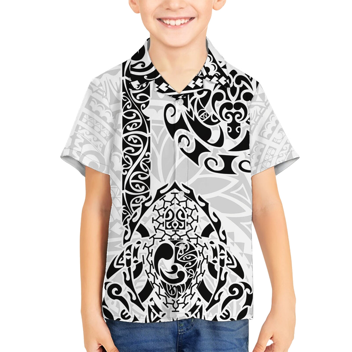 Hawaii Family Matching Off Shoulder Short Dress and Hawaiian Shirt with Polynesian Turtle - Wonder Print Shop