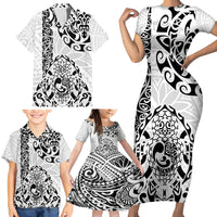 Hawaii Family Matching Short Sleeve Bodycon Dress and Hawaiian Shirt with Polynesian Turtle - Wonder Print Shop