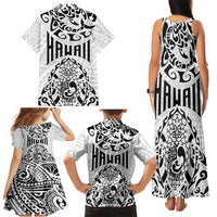 Hawaii Family Matching Tank Maxi Dress and Hawaiian Shirt with Polynesian Turtle - Wonder Print Shop