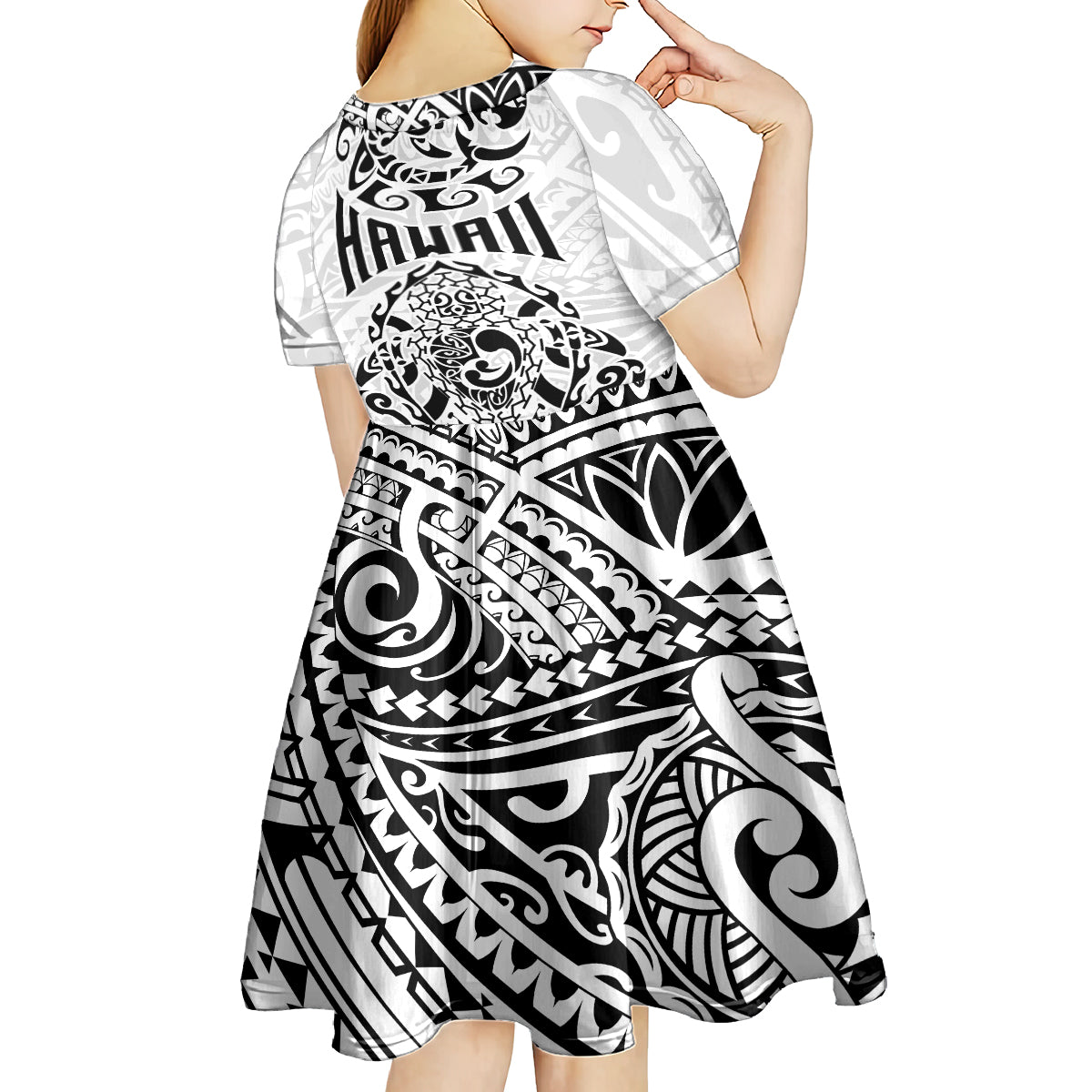 Hawaii Kid Short Sleeve Dress with Polynesian Turtle - Wonder Print Shop